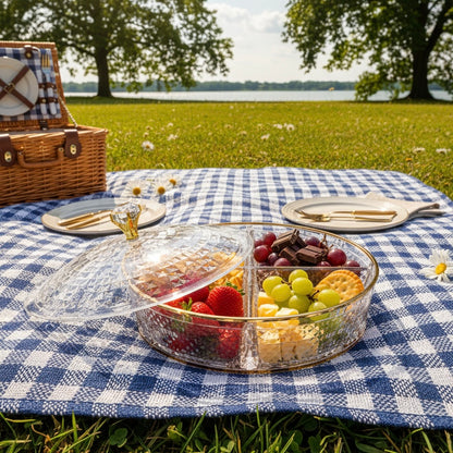 Luxury Round Acrylic Candy Box D/4 with Lid – Elegant Crystal Design G/Line (L)