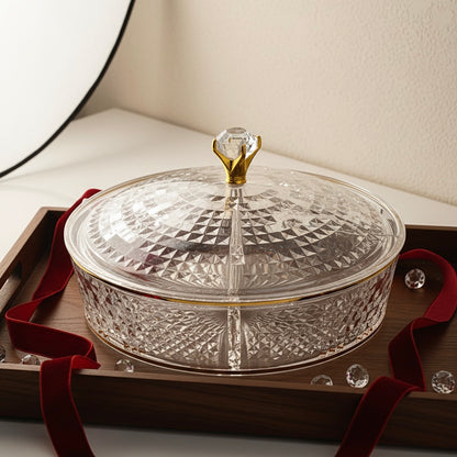Luxury Round Acrylic Candy Box D/4 with Lid – Elegant Crystal Design G/Line (L)