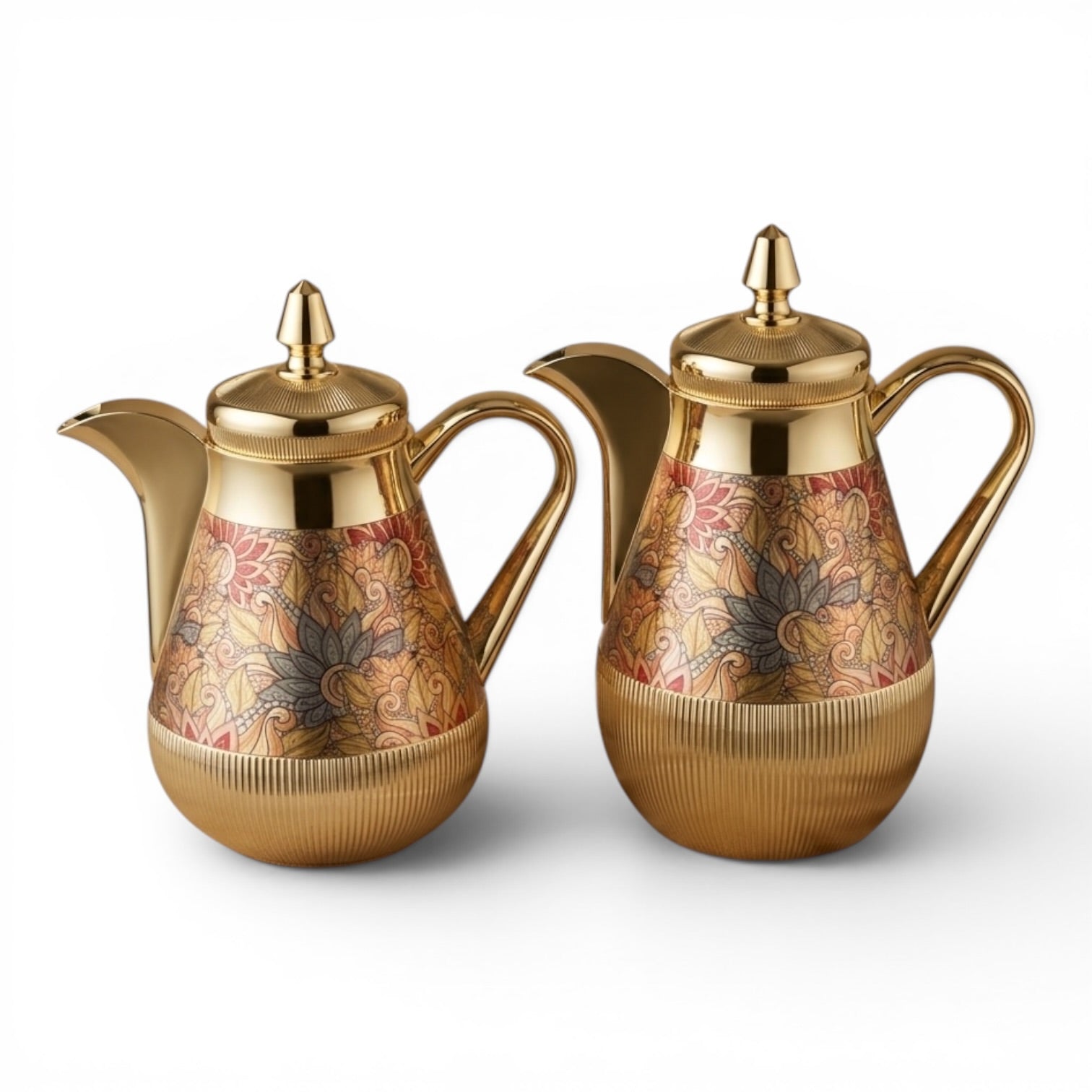 Arabic Dallah Set 0.35L + 0.5L – Gold Finish | Najib