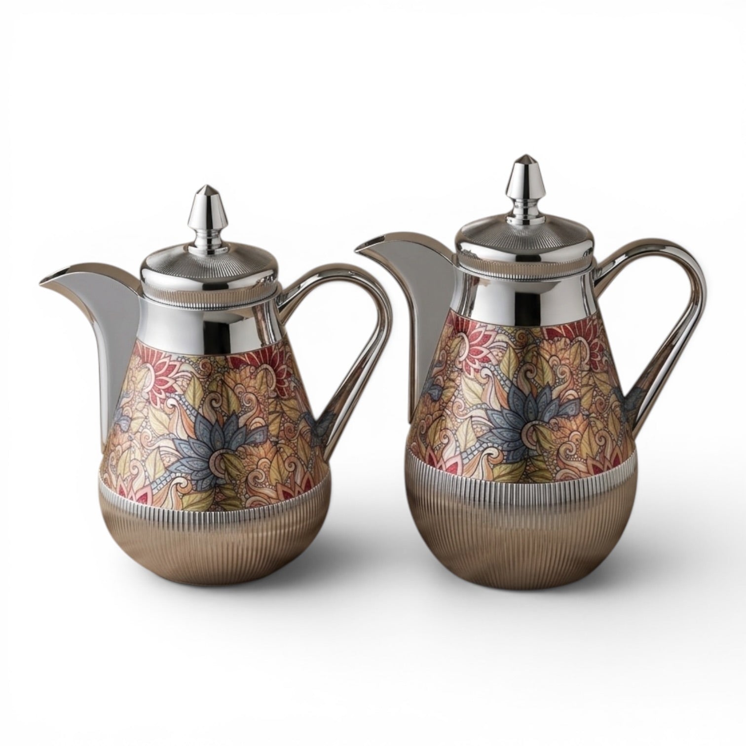Arabic Dallah Set 0.35L + 0.5L – Silver Finish | Najib