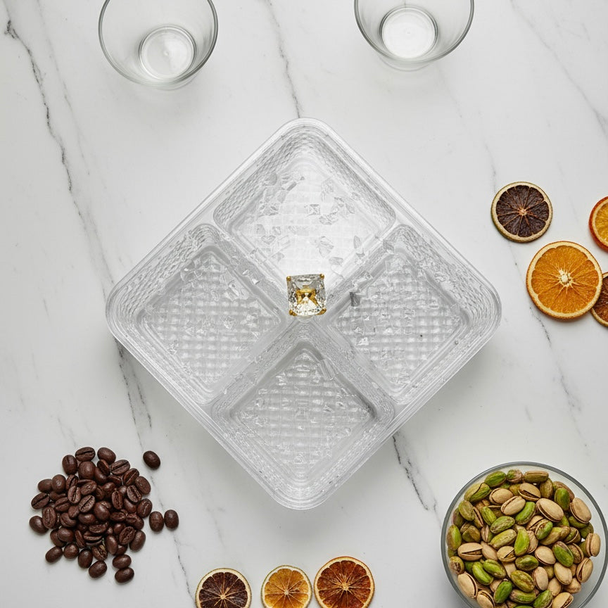 Elegant Acrylic Candy Box D/4 with Lid – Square Design (S)