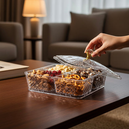 Elegant Acrylic Candy Box D/4 with Lid – Square Design (S)