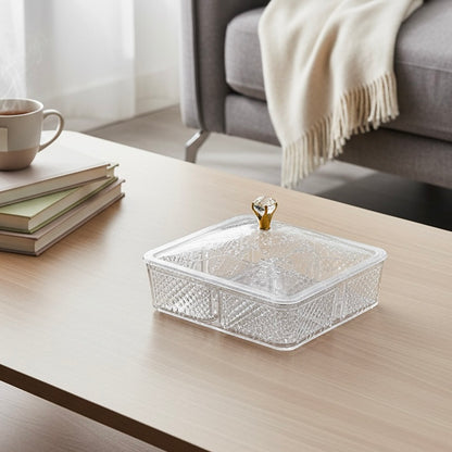 Elegant Acrylic Candy Box D/4 with Lid – Square Design (S)
