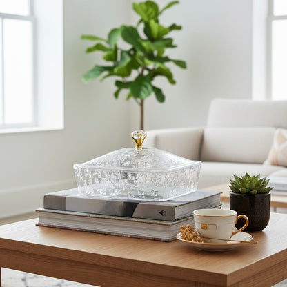 Elegant Acrylic Candy Box with Lid – Square Design (S)