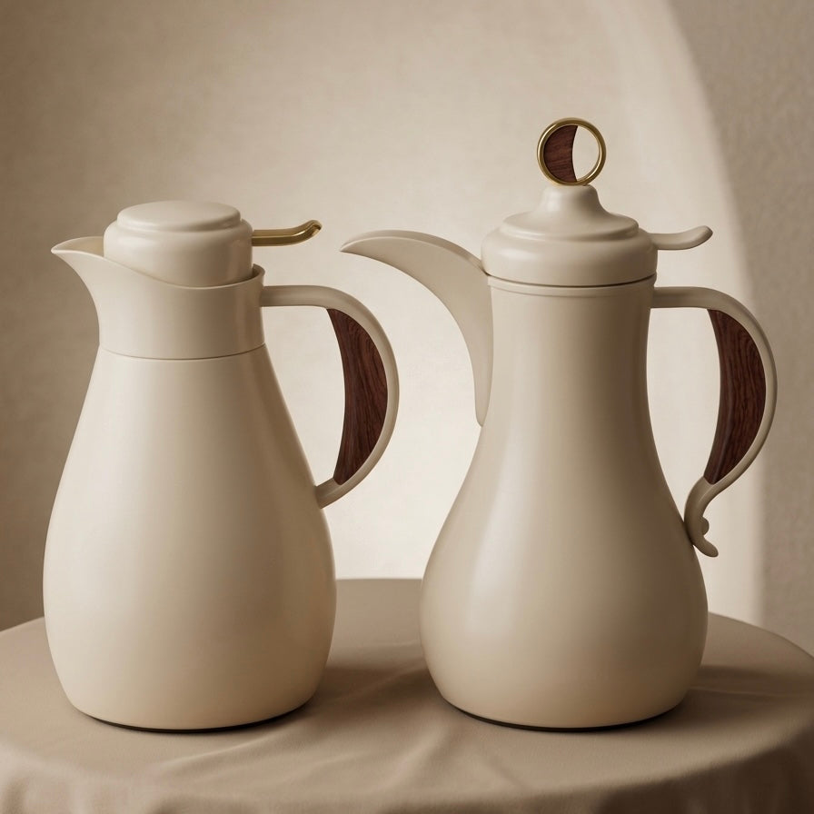 Modern Arabic Dallah Vacuum Flask Set – Lovry Wood | 1.0L + 1.0L