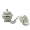 71 Piece Elegant White Dinner Set with Gold Accents
