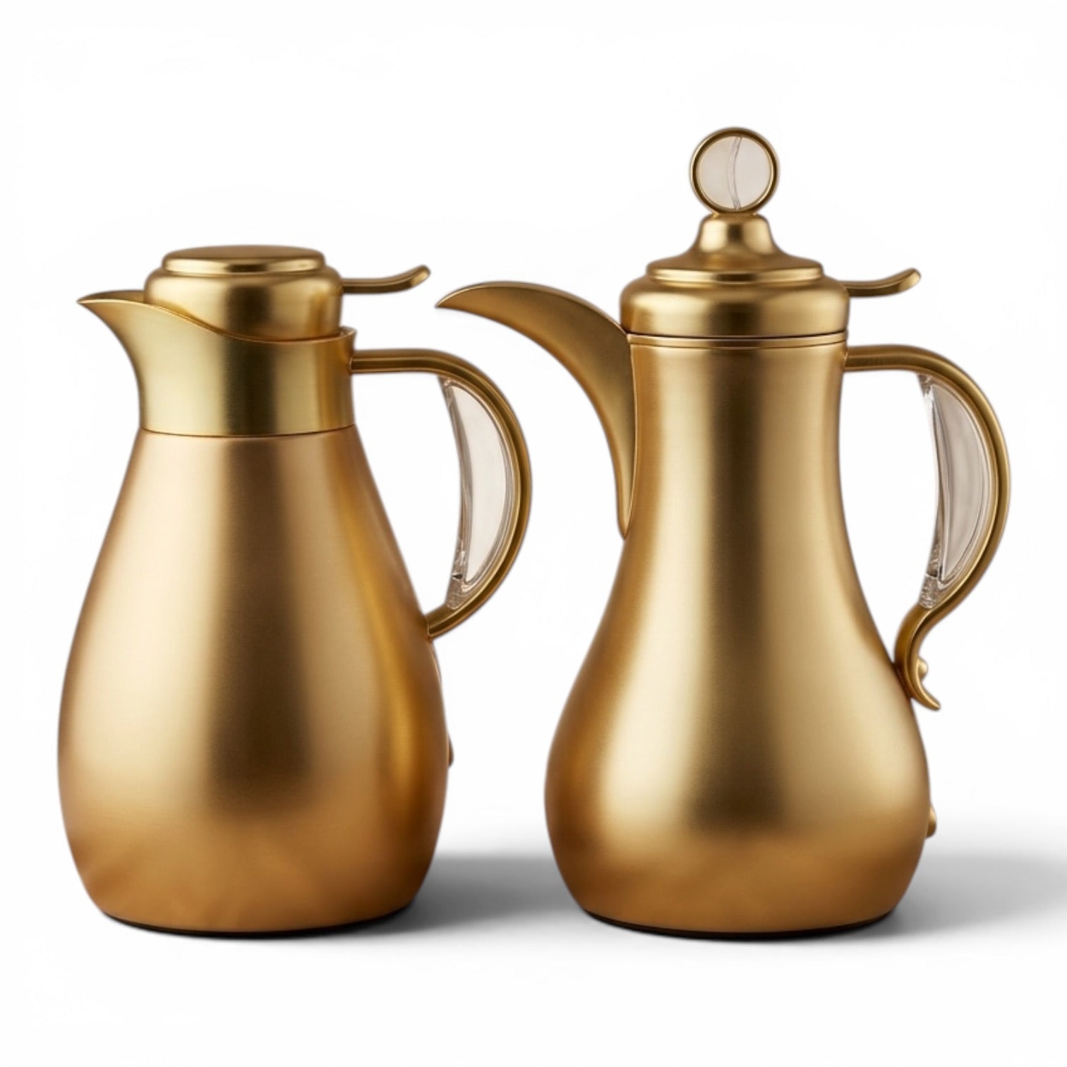 Modern Arabic Dallah Vacuum Flask Set – Matt Gold | 1.0L + 1.0L