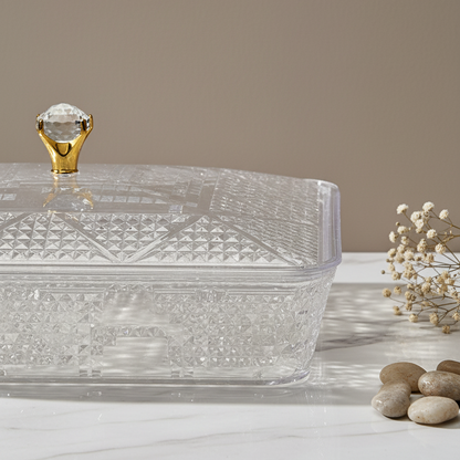 Elegant Rectangular Acrylic Candy Box with Lid Clear – (L)