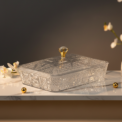 Elegant Rectangular Acrylic Candy Box with Lid Clear – (L)