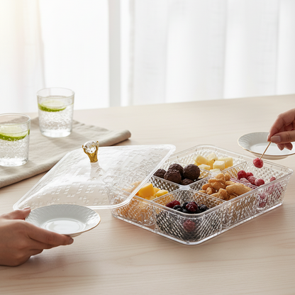 Elegant Rectangular Acrylic Candy Box D/6 with Lid Clear – (L)