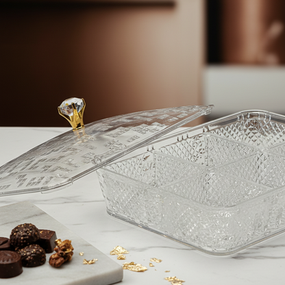 Elegant Rectangular Acrylic Candy Box D/6 with Lid Clear – (L)