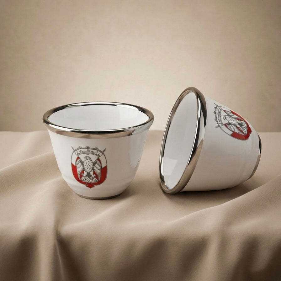 Abu Dhabi 12-Piece Cawa Cup Set – Silver - Mawaeen
