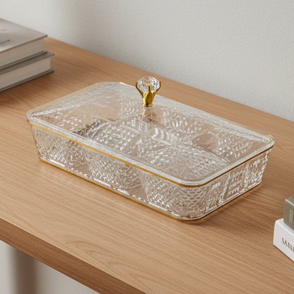 Elegant Rectangular Acrylic Candy Box D/6 with Lid G/Line – (S)