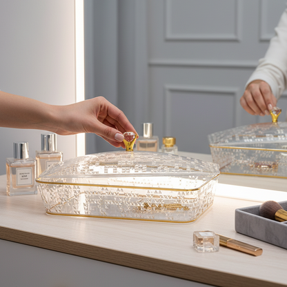 Elegant Rectangular Acrylic Candy Box with Lid G/Line – (L)