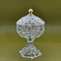 Elegant Glass Candy bowl with Diamond Pattern and Lid