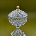 Elegant Glass Candy bowl with Diamond Pattern and Lid