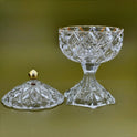Elegant Glass Candy bowl with Diamond Pattern and Lid