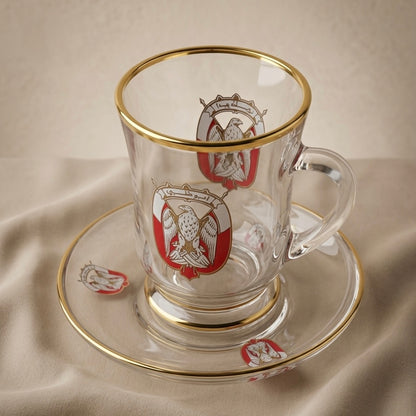 Abu Dhabi Heritage 6-Piece With Saucers Estikan Set - Gold Accents - Mawaeen