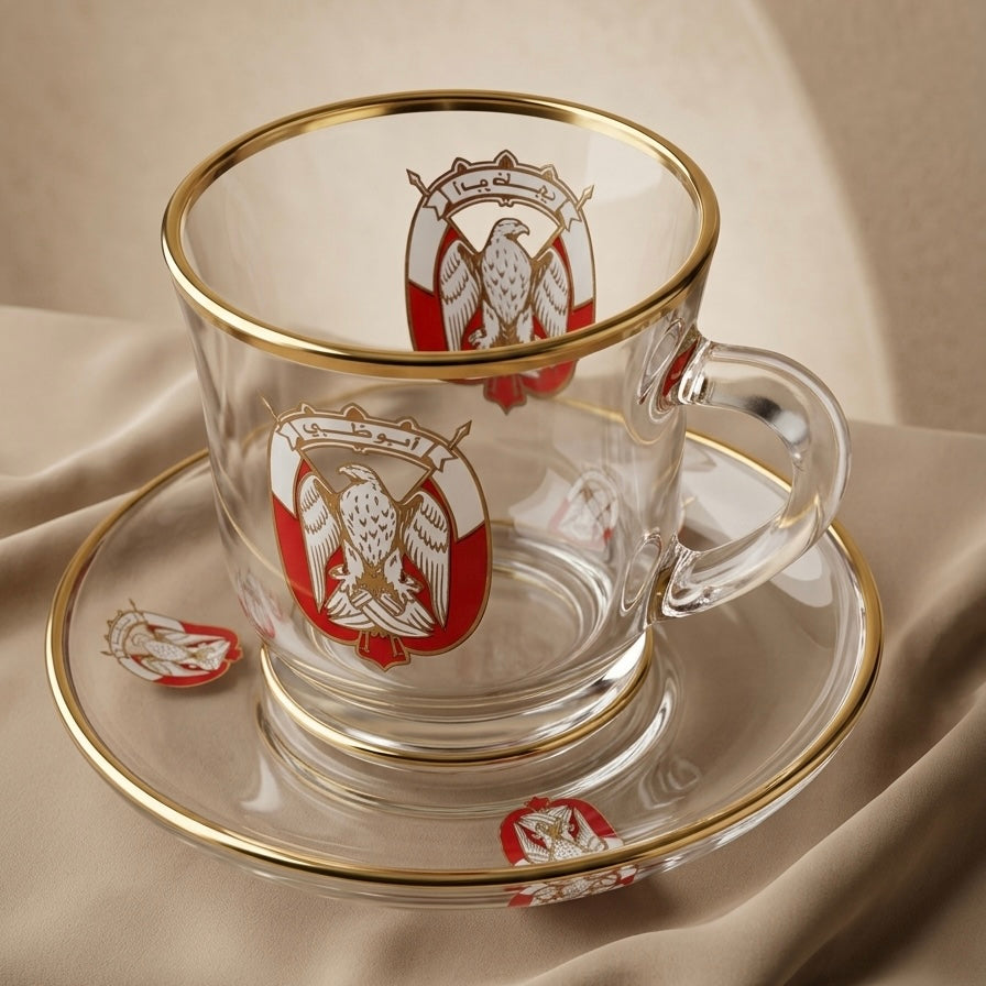 Abu Dhabi Heritage 6-Piece With Saucers Tea Set - Gold Accents - Mawaeen