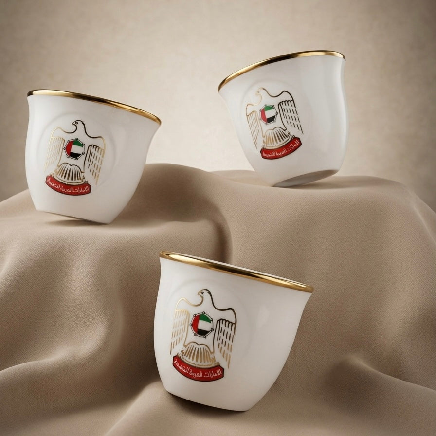 UAE 12-Piece Cawa Cup Set Gold- 80 CC - Mawaeen