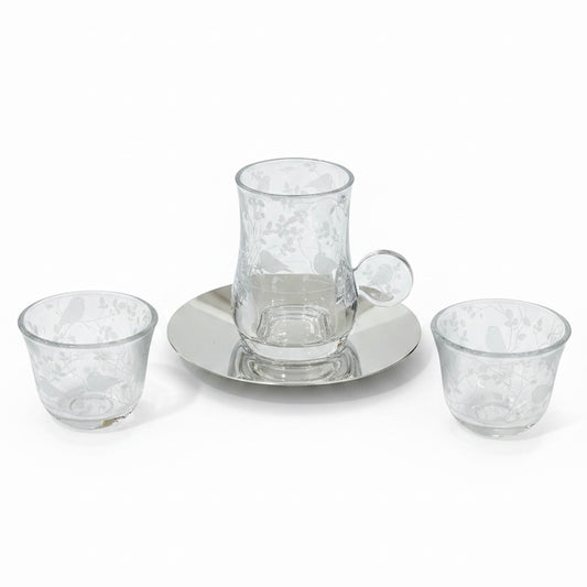 Spring Birds 18-Piece Hospitality Set – Silver - Mawaeen