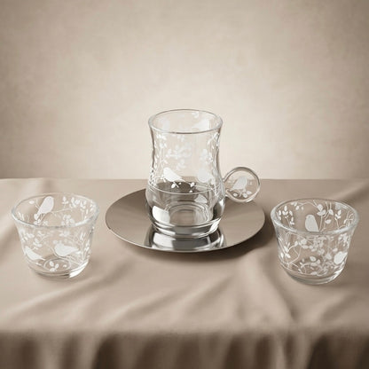 Spring Birds 18-Piece Hospitality Set – Silver - Mawaeen
