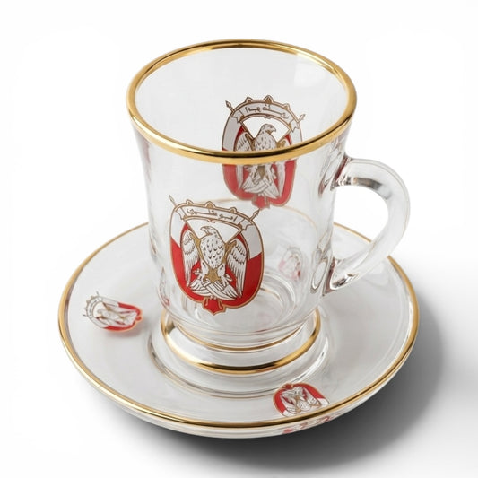 Abu Dhabi Heritage 6-Piece With Saucers Estikan Set - Gold Accents - Mawaeen