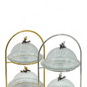 2-Tier Glass Cake Stand with Dome Covers
