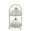 2-Tier Glass Cake Stand with Dome Covers