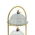 2-Tier Glass Cake Stand with Dome Covers