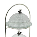 2-Tier Glass Cake Stand with Dome Covers