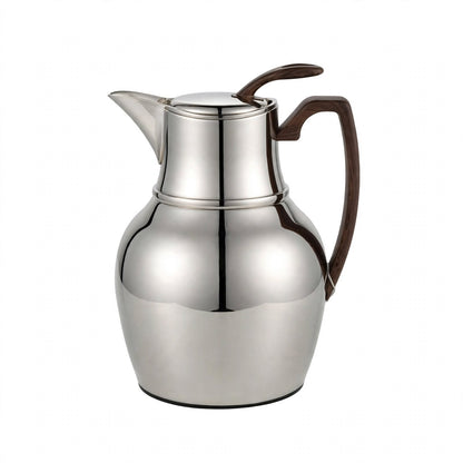 NGT Nickel Thermal Dallah with Wood-Look Handle – 0.5 Liter