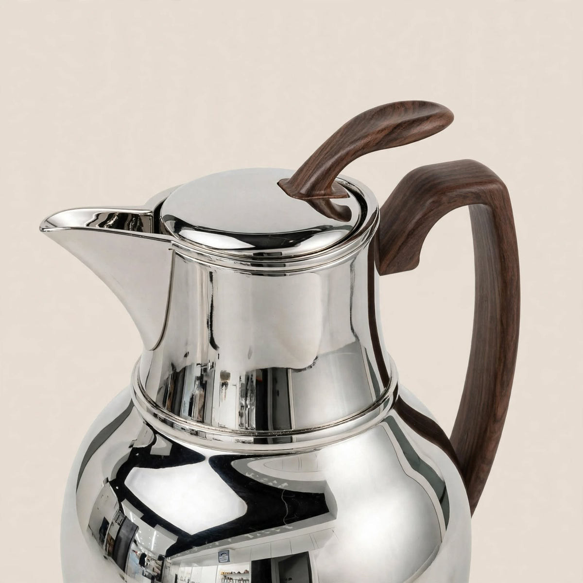 NGT Nickel Thermal Dallah with Wood-Look Handle – 0.75 Liter