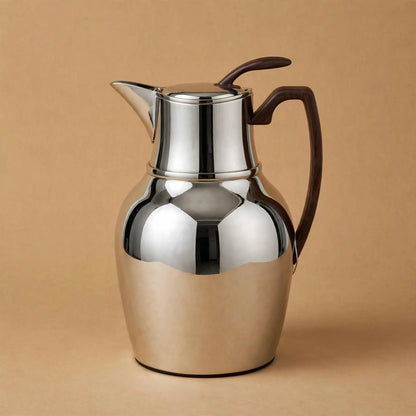 NGT Nickel Thermal Dallah with Wood-Look Handle – 0.75 Liter