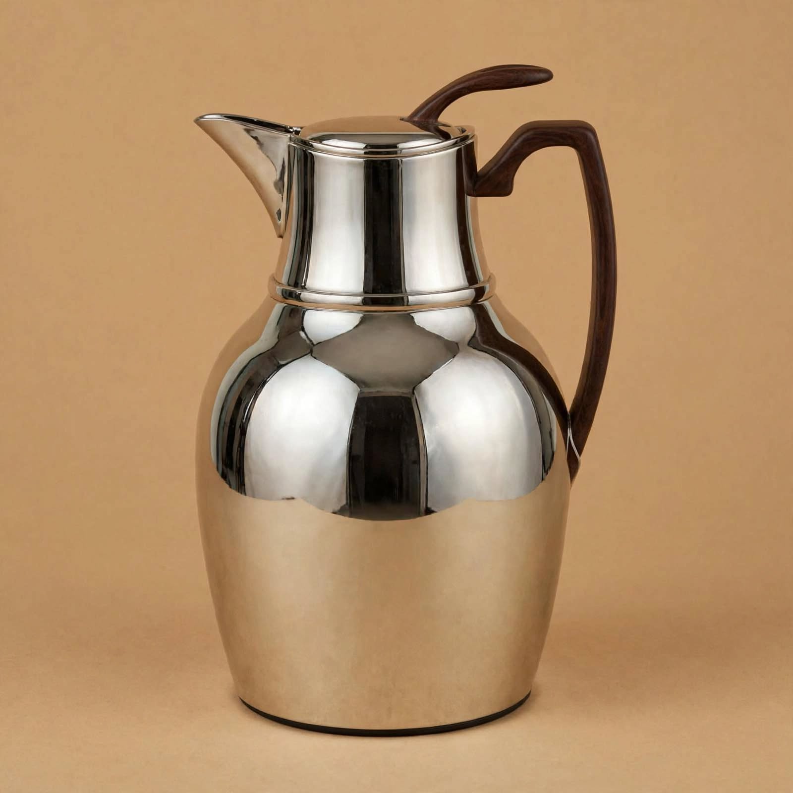 NGT Nickel Thermal Dallah with Wood-Look Handle – 1 Liter