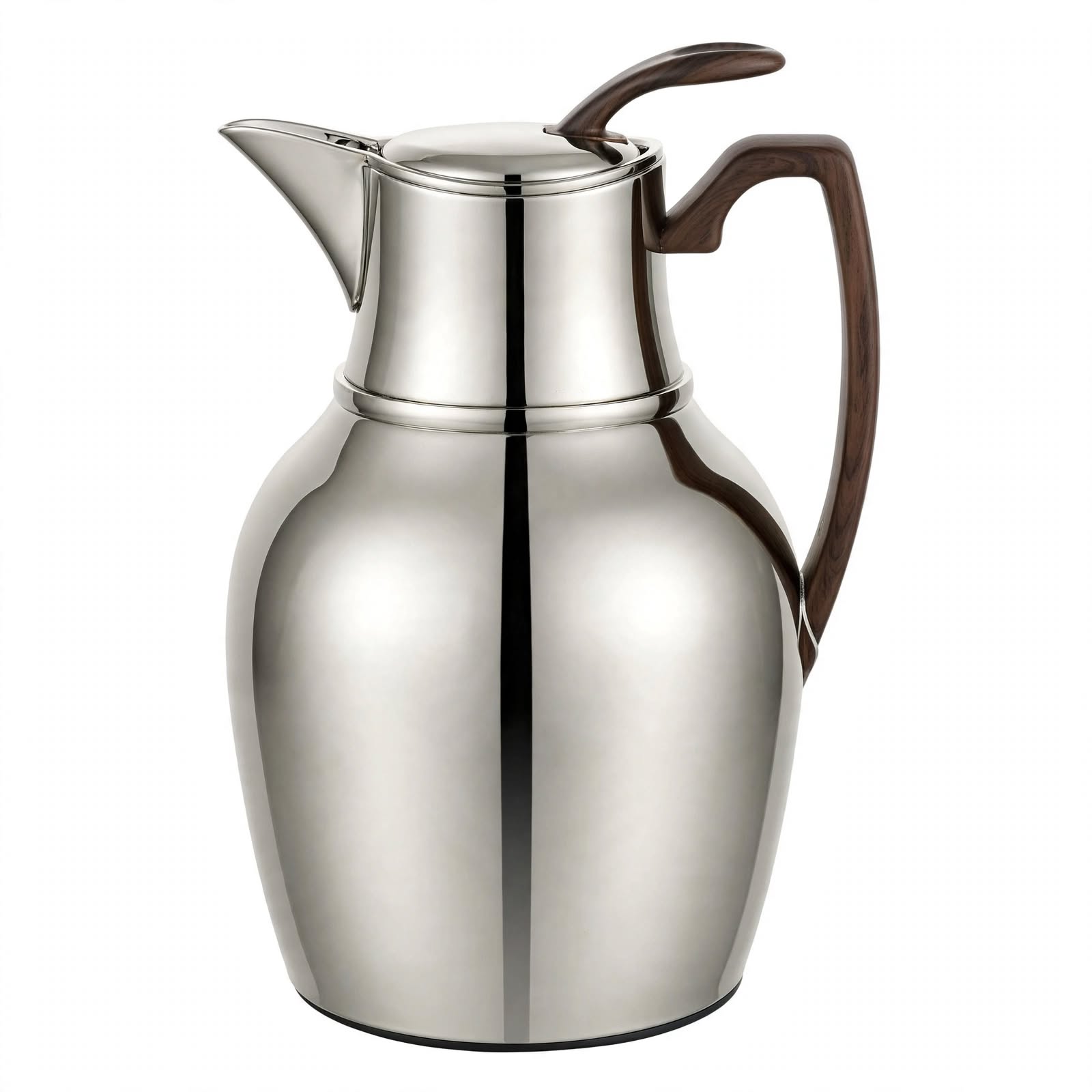 NGT Nickel Thermal Dallah with Wood-Look Handle – 1 Liter