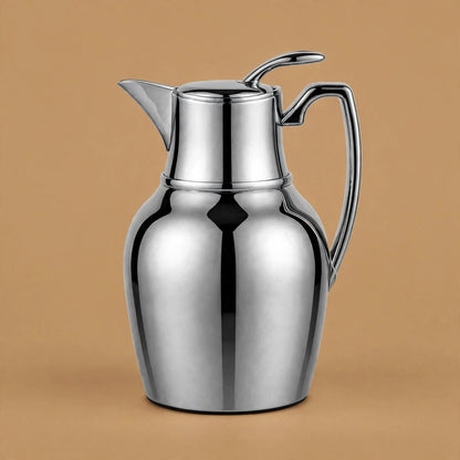 NGT Compact Polished Silver Arabic Coffee Thermal Dallah – 0.75 Liter