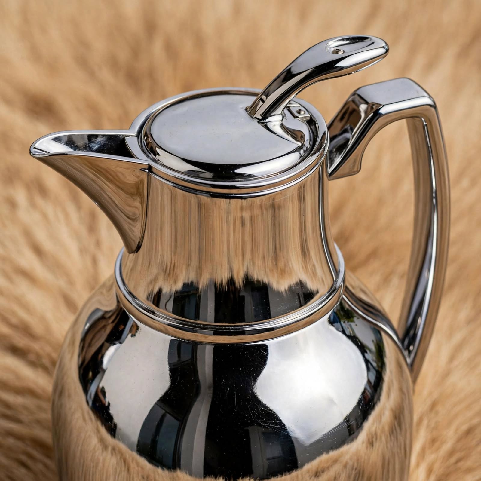 NGT Compact Polished Silver Arabic Coffee Thermal Dallah – 1 Liter