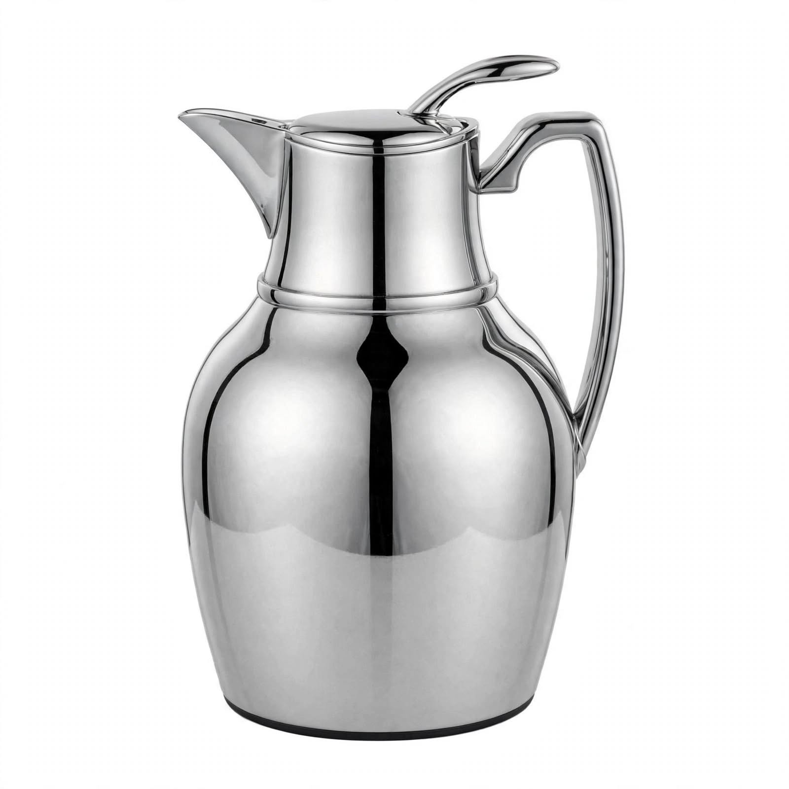 NGT Compact Polished Silver Arabic Coffee Thermal Dallah – 1 Liter