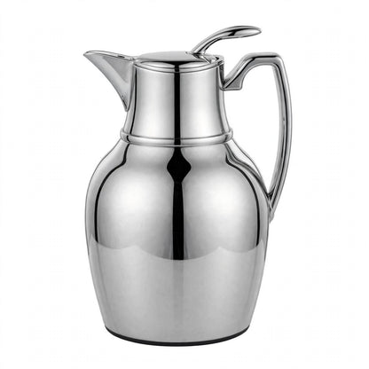 NGT Compact Polished Silver Arabic Coffee Thermal Dallah – 1 Liter