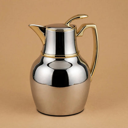 NGT Two-Tone Nickel & Gold Arabic Coffee Thermal Dallah – 0.5 Liter