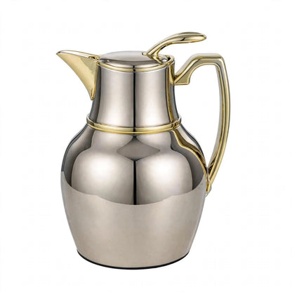 NGT Two-Tone Nickel & Gold Arabic Coffee Thermal Dallah – 0.5 Liter