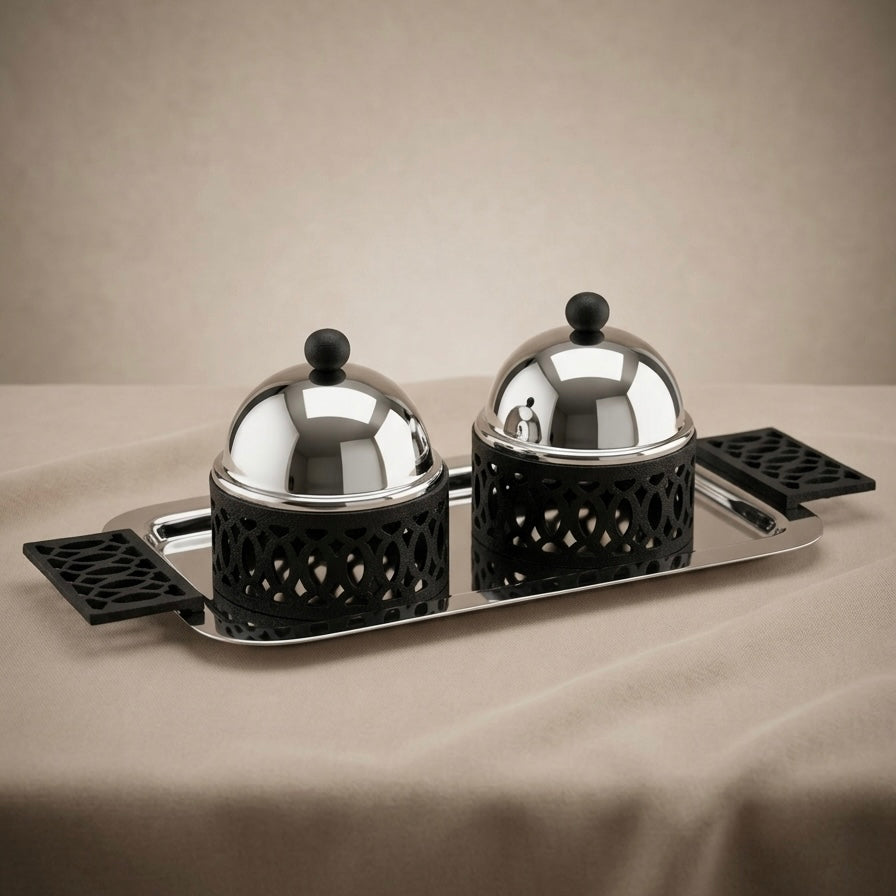 2-Piece Built-in Candy Bowl Set with Serving Tray - Mawaeen