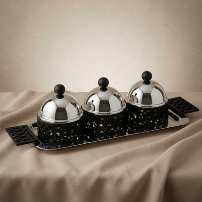 3-Piece Built-in Candy Bowl Set with Serving Tray - Mawaeen