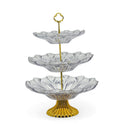 Elegant Crystal and Gold 3-Tier Cake Stand