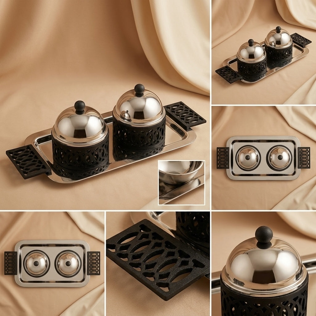 2-Piece Built-in Candy Bowl Set with Serving Tray - Mawaeen