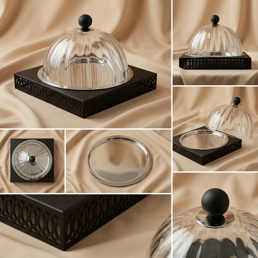 Modern Cake Plate with Glass Dome