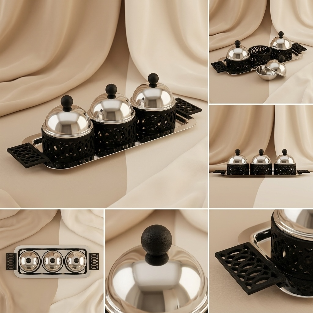 3-Piece Built-in Candy Bowl Set with Serving Tray - Mawaeen