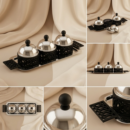 3-Piece Built-in Candy Bowl Set with Serving Tray - Mawaeen