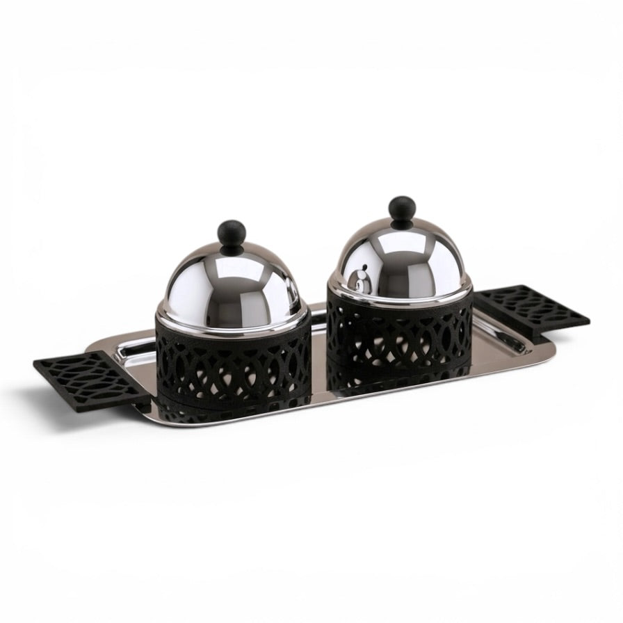 2-Piece Built-in Candy Bowl Set with Serving Tray